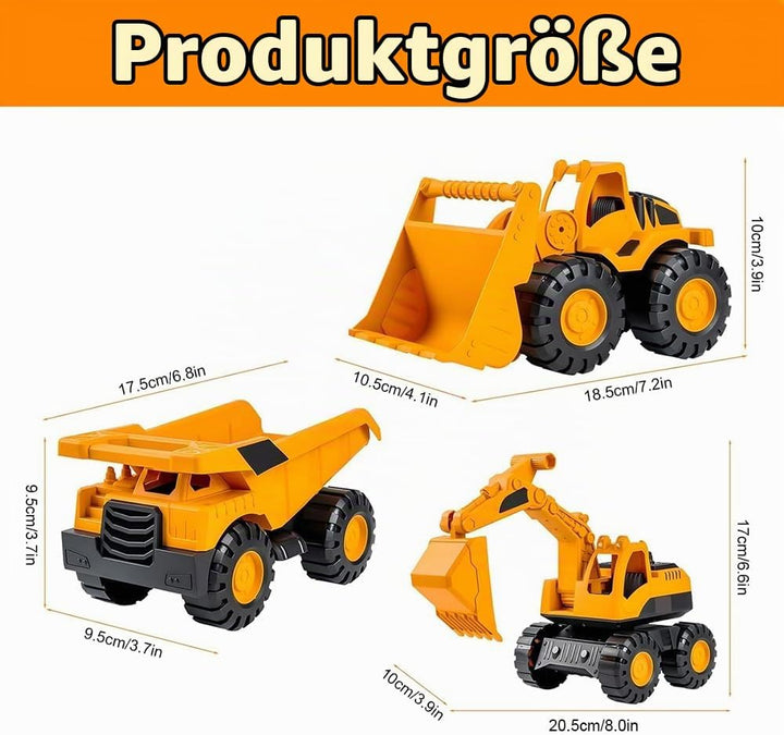 Dhqkqg 3PCS Bagger Spielzeug, Sandspielzeug Bagger Sandkasten, Sandspielzeug Auto, Mini-Crew Kipplas