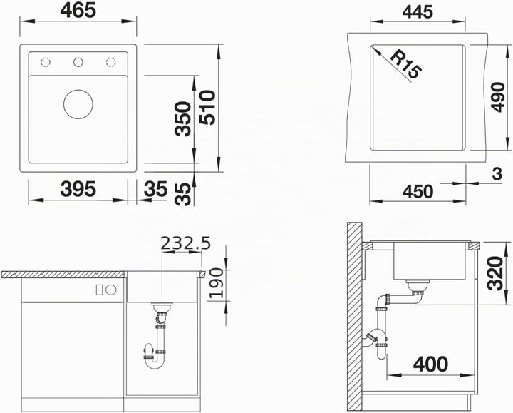 BLANCO DALAGO 45 | SILGRANIT cafe | Einbauart: Einbau von Oben | mit Ablauffernbedienung | 45er Unte