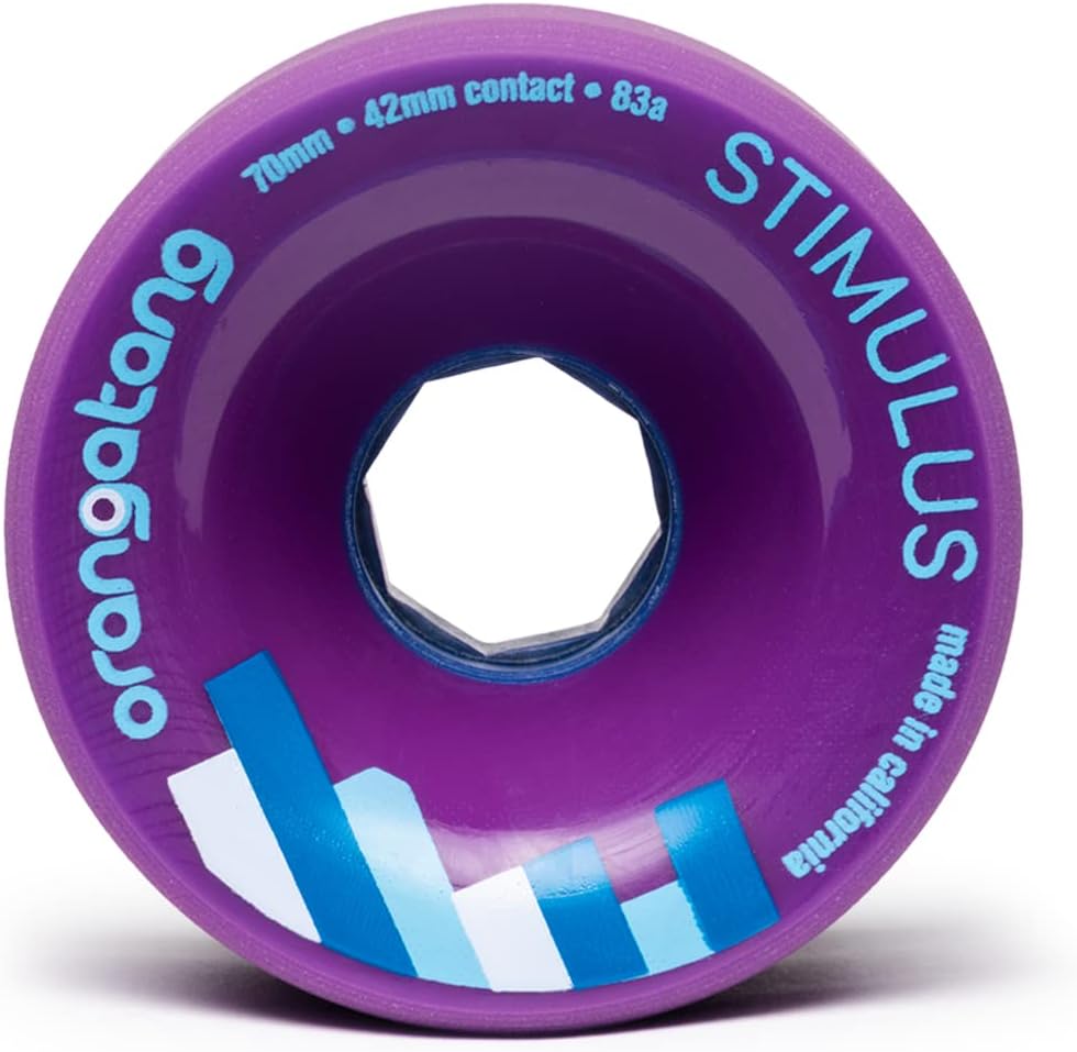 Orangatang Stimulus 70 mm Freeride Longboard Skateboard Wheels (Set of 4) Purple, 83a, Purple, 83a