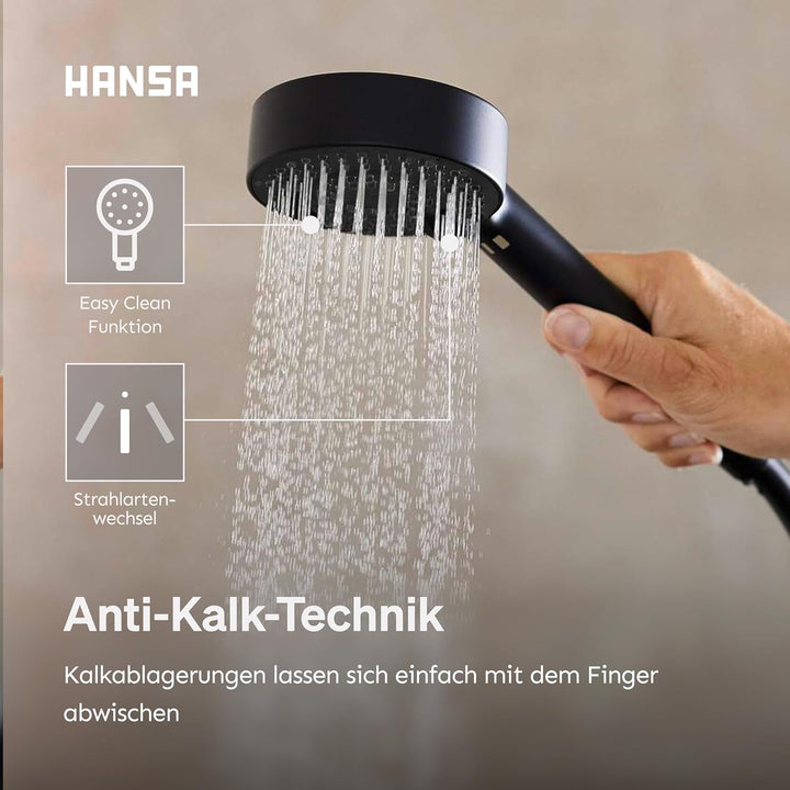 HANSA BASICJET Duschkopf mit 3 Strahlarten I Handbrause Dusche I Anti-Kalk Funktion I Brausekopf 95