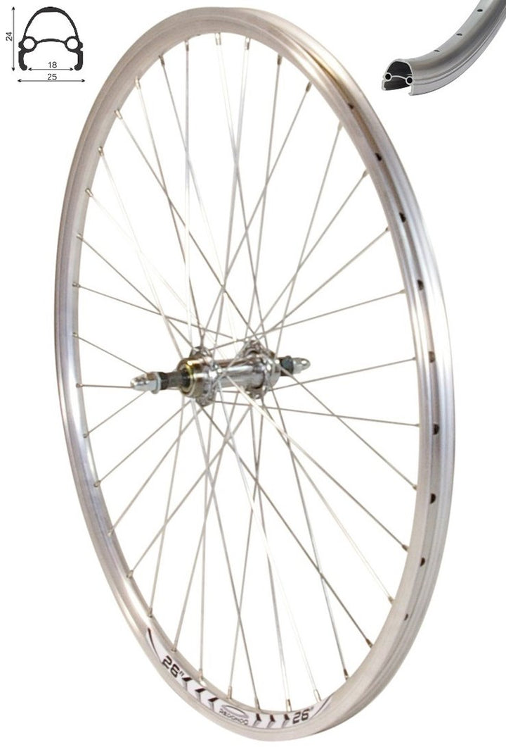 Redondo 26 Zoll Hinterrad Laufrad Hohlkammer V-Profil 26" Felge 5-7-fach Silber