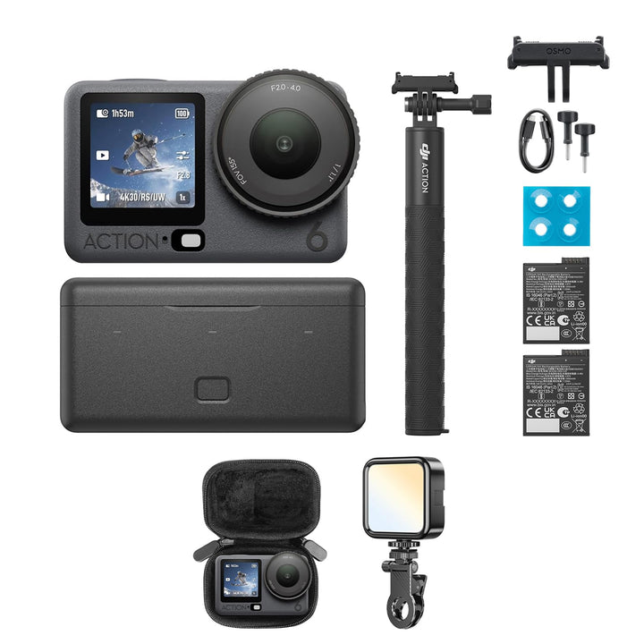 DJI Osmo Action 6 Erweiterte Combo, Action-Cam 4K mit 1/1,1″-Quadratsensor, Variable Blende von f/2,