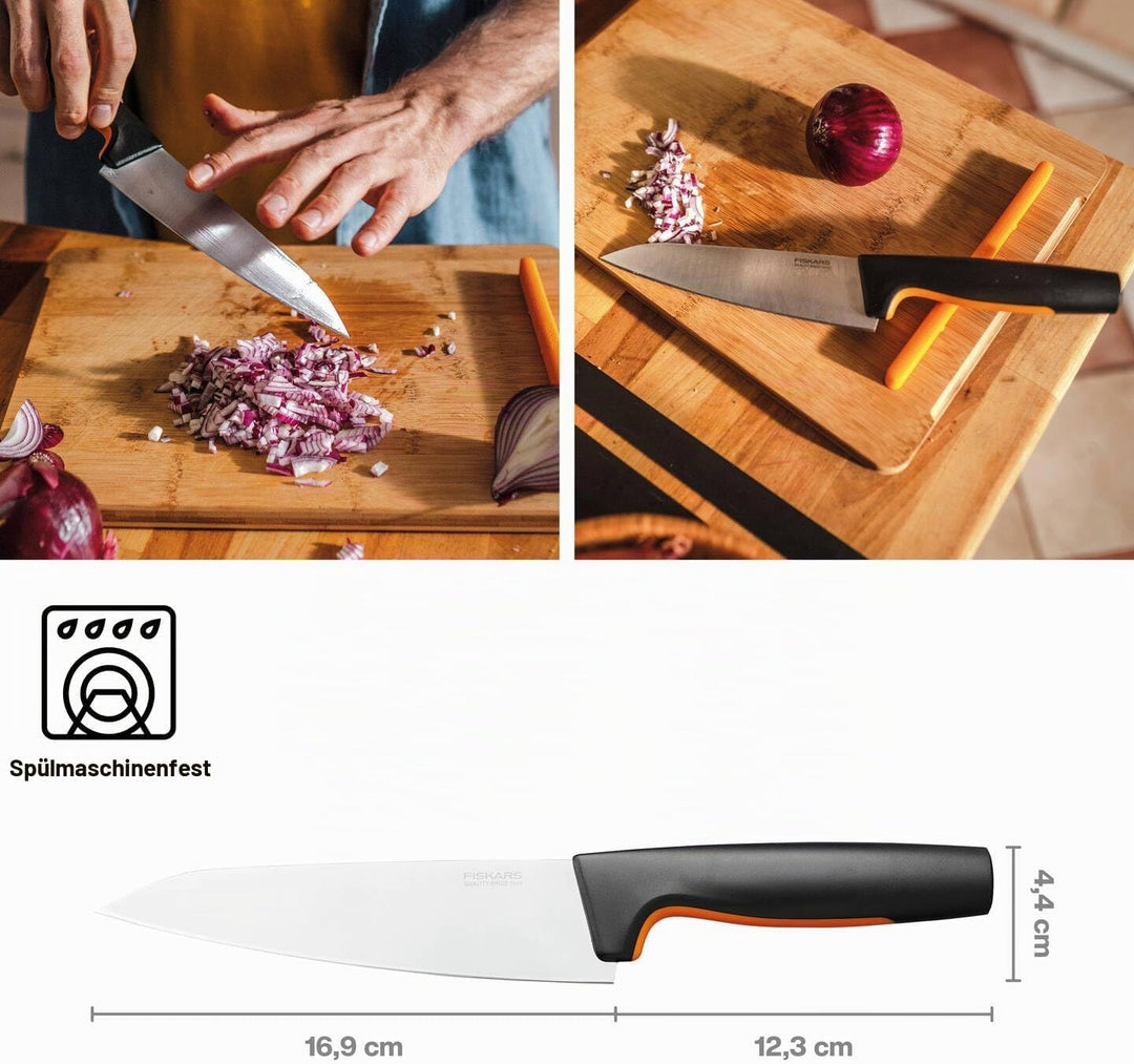 Fiskars Kochmesser, Mittel, Functional Form, Gesamtlänge: 29 cm, Japanischer Edelstahl/Kunststoff, 1