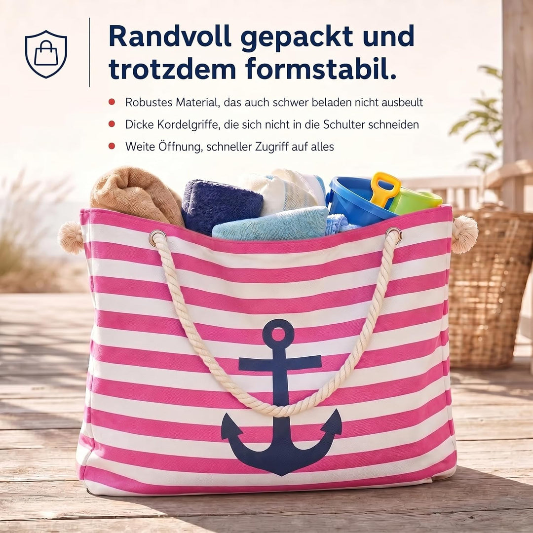 Sonia Originelli Strandtasche Weekender Shopper maritim gestreift bedruckt Seilkordeln