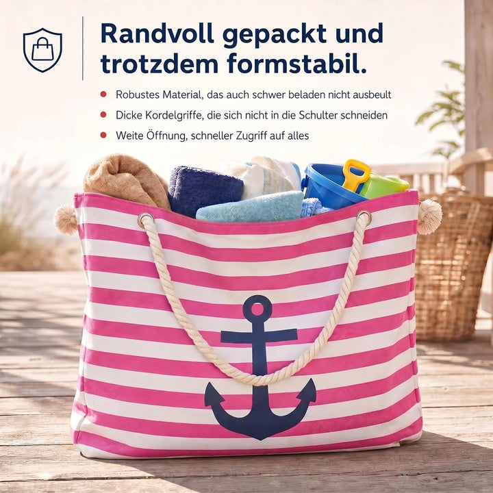 Sonia Originelli Strandtasche Weekender Shopper maritim gestreift bedruckt Seilkordeln