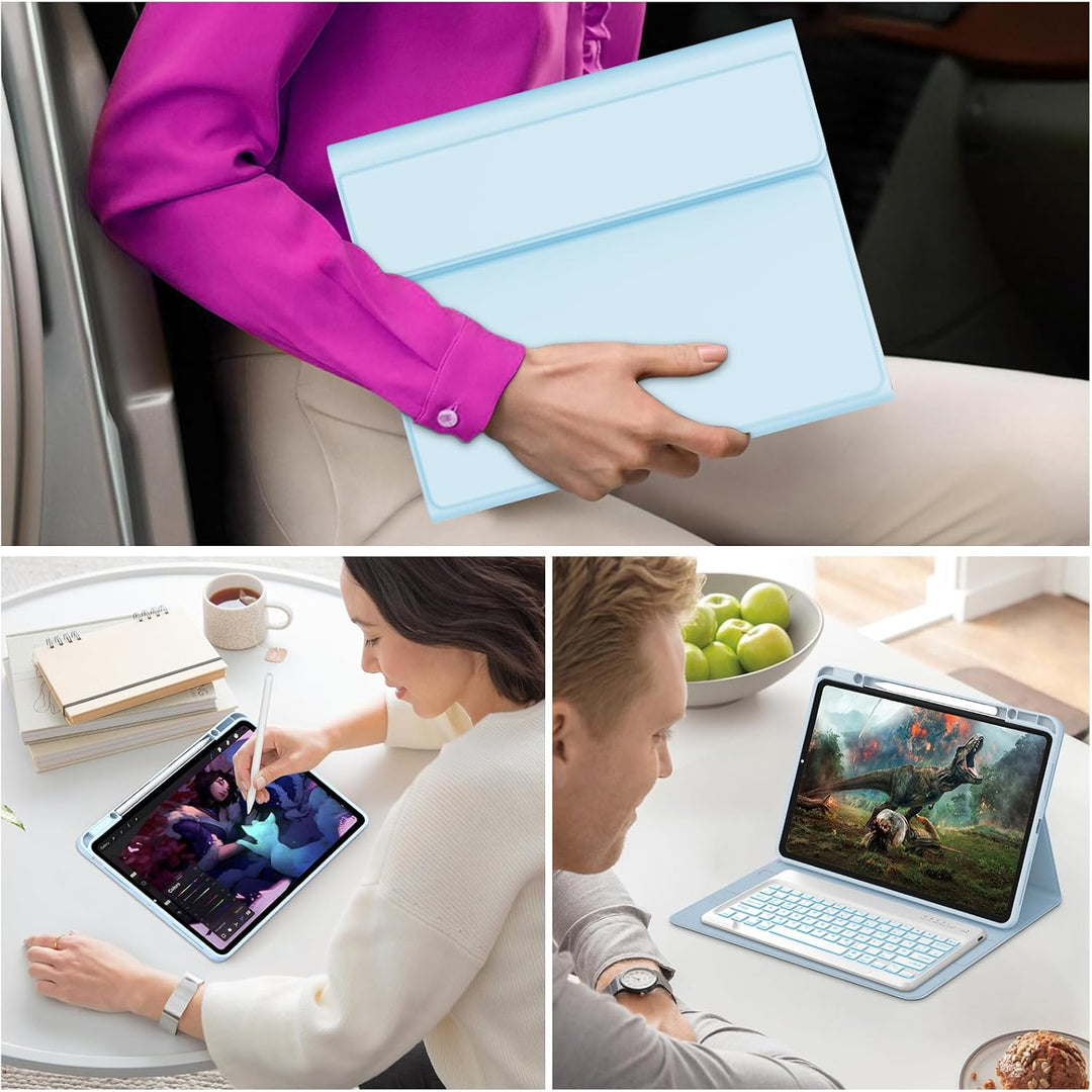 Tastatur für iPad Pro 13 Zoll M4 2024 Beleuchtete Tastatur Magnetisch Abnehmbarer Schutzhülle mit Bl
