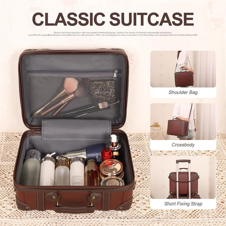 Urecity Vintage Reisekoffer Set 2 Teilig Leicht Retro Lederkoffer Hartschale Trolley Handgepäck Sets