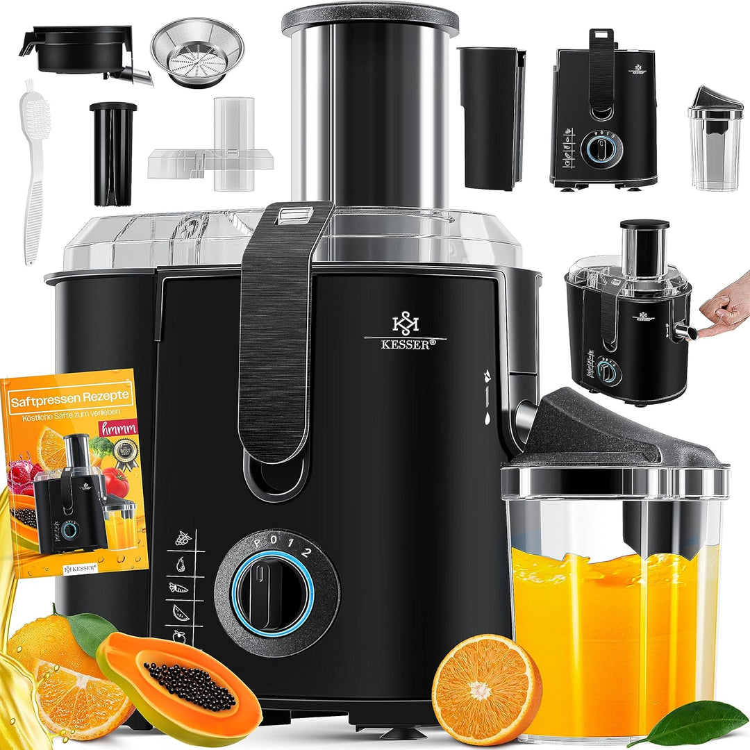 KESSER® Entsafter für Obst und Gemüse aus Edelstahl 1100W grosse 85 mm Einfüllöffnung inkl. Reinigun