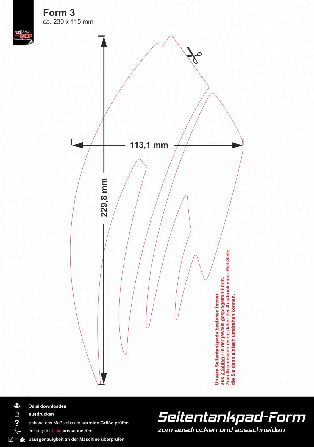 BIKE-label Seitentank Tankpad Waben Rot Red kompatibel für Kawasaki 800761