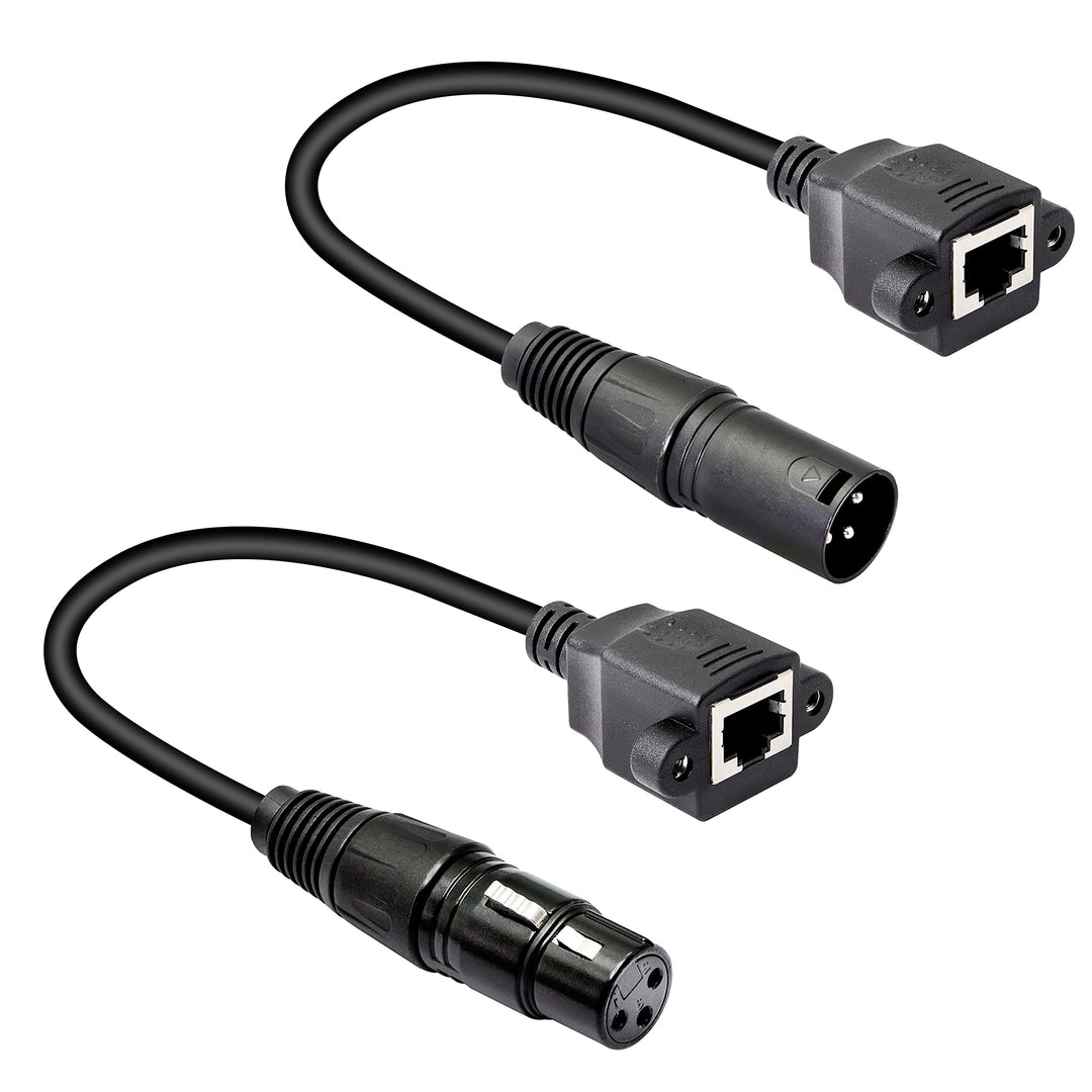 GELRHONR 1 Paar XLR 3pin auf RJ45 Buchse Adapterkabel, XLR Stecker auf RJ45 Netzwerkanschluss Verlän