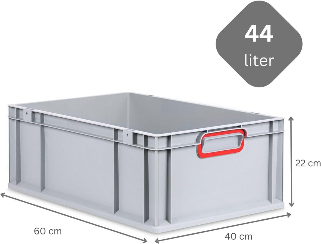 SparSet 10x Eurobox NextGen Color | HxBxT 22x40x60cm | 44 Liter | Griffe rot geschlossen | Verstärkt