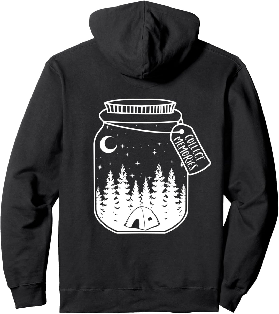 Collect Memories Cute Camping Jar Starry Night Sky Nature Pullover Hoodie