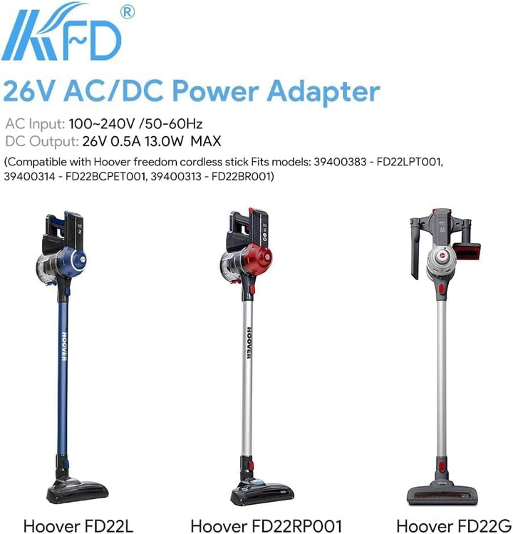 KFD Netzteil 26V 500mA Ladegerät Ladekabel für TELEFUNKEN ZD12D260050EU Levoit LVAC-200 SAW15A-260-0