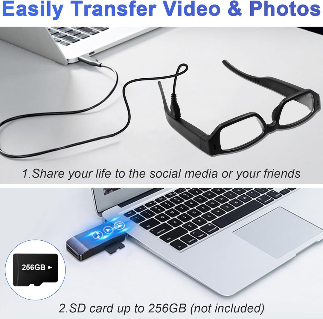 Mini Sport Kamerart,Tragbare Kleine Brillenkamara 1080P HD, Mikro Videokamera Mini Action Cam unters