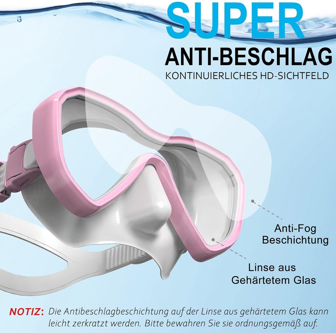 Dorlle Schnorchelset, Neu Verbesserte Panorama Schnorchelmaske, wasserdichte Tauchmaske Anti-Fog Ant