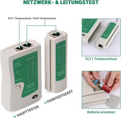 SGILE 9 in 1 Netzwerk Werkzeug Set Reparaturwerkzeuge, Netzwerk Kabeltester Kit, Patchkabel Tester,