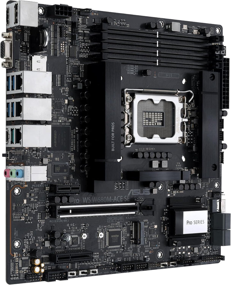 ASUS Pro WS W680M-ACE SE Intel LGA 1700 mATX BMC AST2600 Workstation Motherboard, PCIe 5.0x16, DDR5,