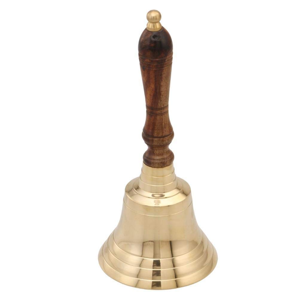 Tischglocke, Messing mit Edelholzgriff, satter Klang, 22 cm, Ø ca. 10 cm