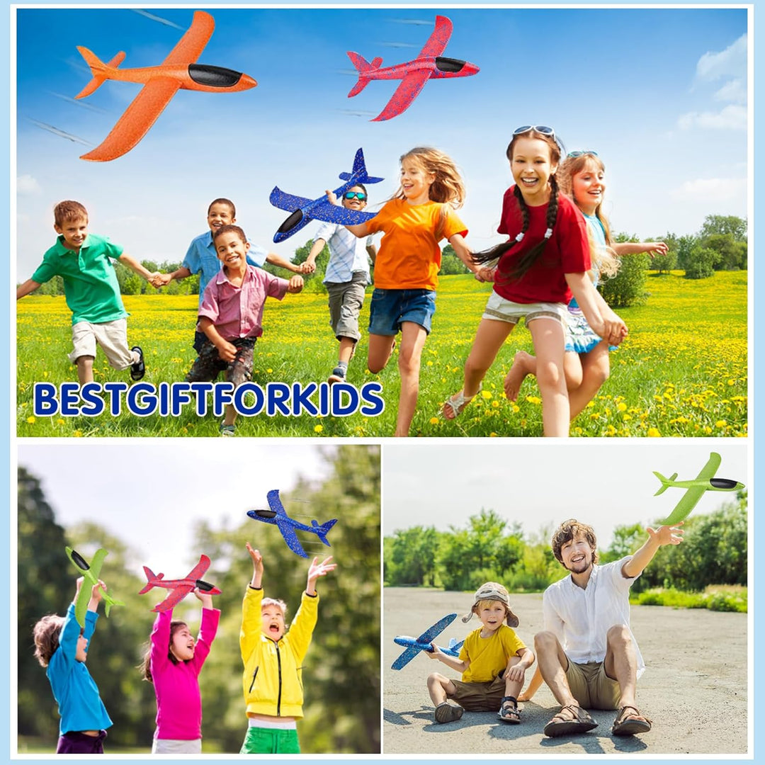 Styroporflieger - 4 Stück Kinder Flugzeuge, Wurfgleiter aus Styropor, Flugzeug Spielzeug für Kinder