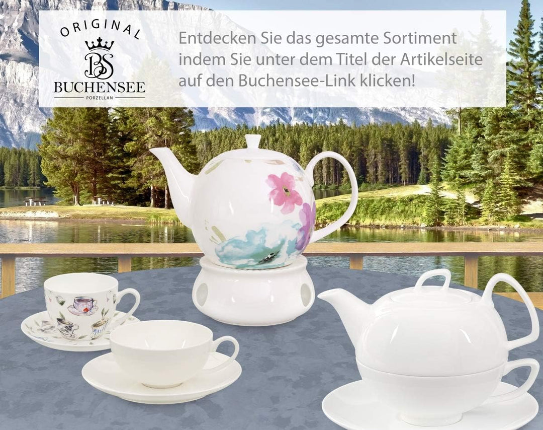 Buchensee Teetassen Set aus Fine Bone China Porzellan. 2 Teetassen je 150ml und 2 Unterteller in fei