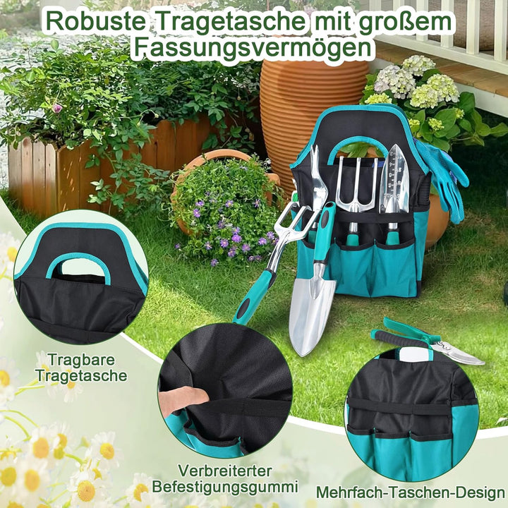 Gartenwerkzeug Set, 22 Stück Gartenset Werkzeug für Gartenarbeit mit Gartengeräte Organizer Handtasc