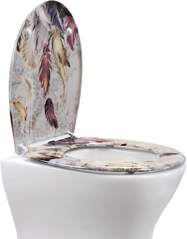 WC Sitz mit Absenkautomatik, Toilettendeckel Duroplast, Klodeckel mit Schnellverschluss, Montage von