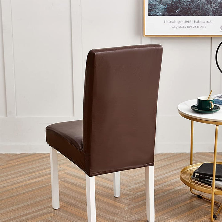 Stuhlhussen 6er/4er PU Leder Stuhlbezug wasserdichte Stretch Esszimmer Stuhlüberzug Stretch Stuhl Hu