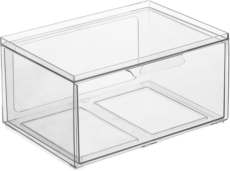 mDesign Weite Aufbewahrungsbox mit Schublade – stabile Schubladenbox aus Kunststoff für den Kleiders