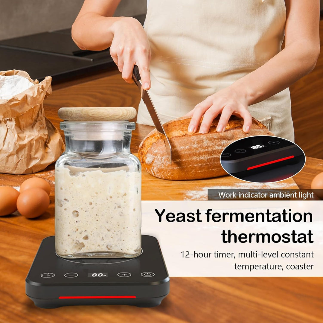 Sauerteig Glas Starter Set, Sauerteigstarterwärmer Thermostatwärmer Automatisches EIN- und Ausschalt