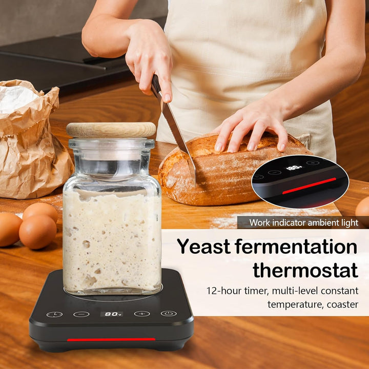 Sauerteig Glas Starter Set, Sauerteigstarterwärmer Thermostatwärmer Automatisches EIN- und Ausschalt