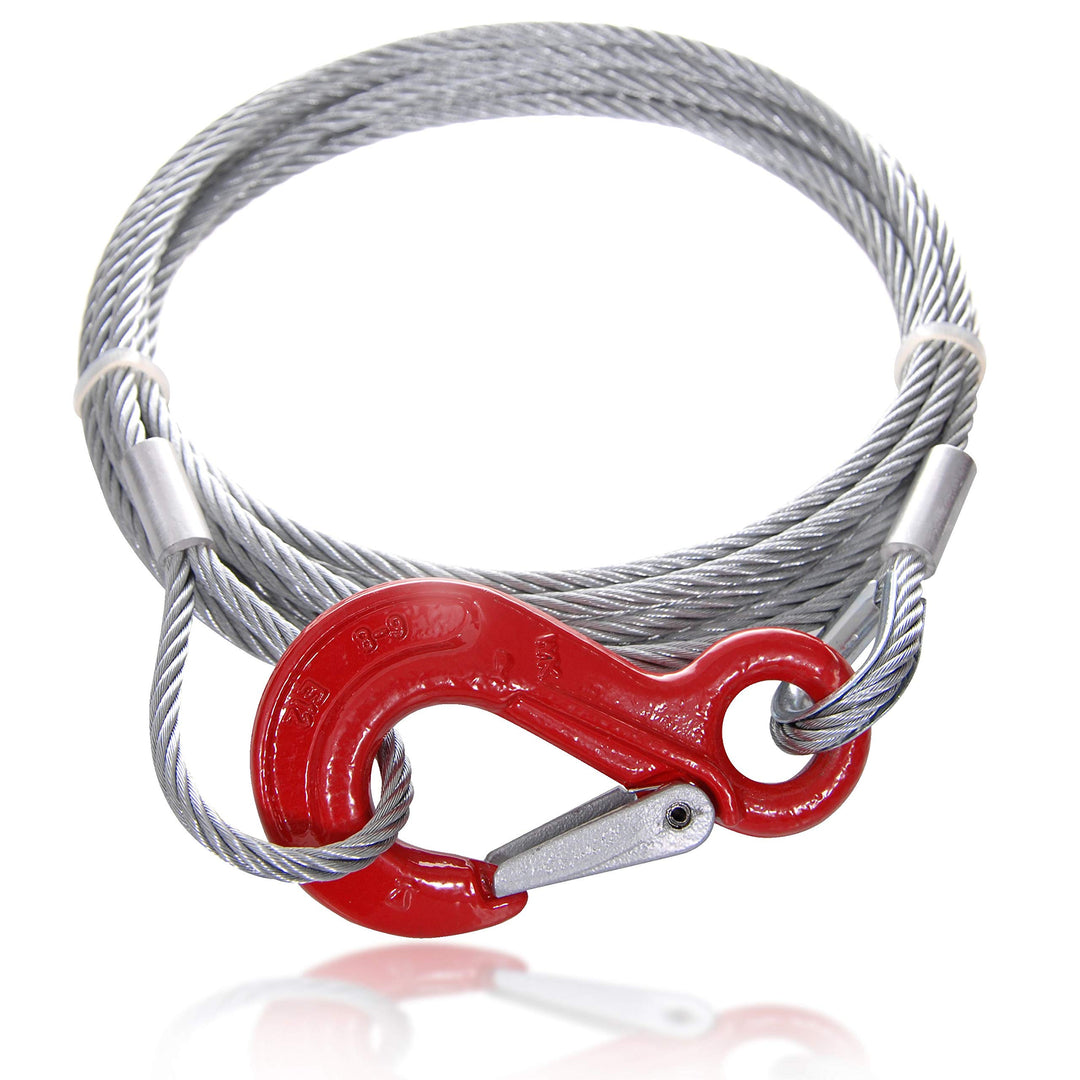 Drahtseile24 Stahlseil mit Haken und Öse – Anschlagseil mit Haken &amp; Schlaufe, Forstseil | 5mm – 14mm