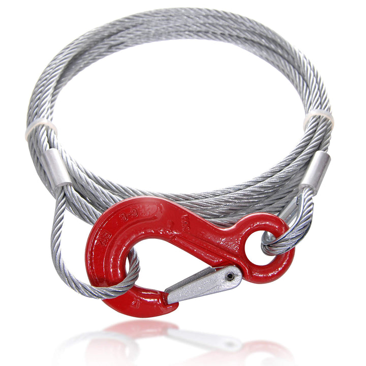 Drahtseile24 Stahlseil mit Haken und Öse – Anschlagseil mit Haken &amp; Schlaufe, Forstseil | 5mm – 14mm
