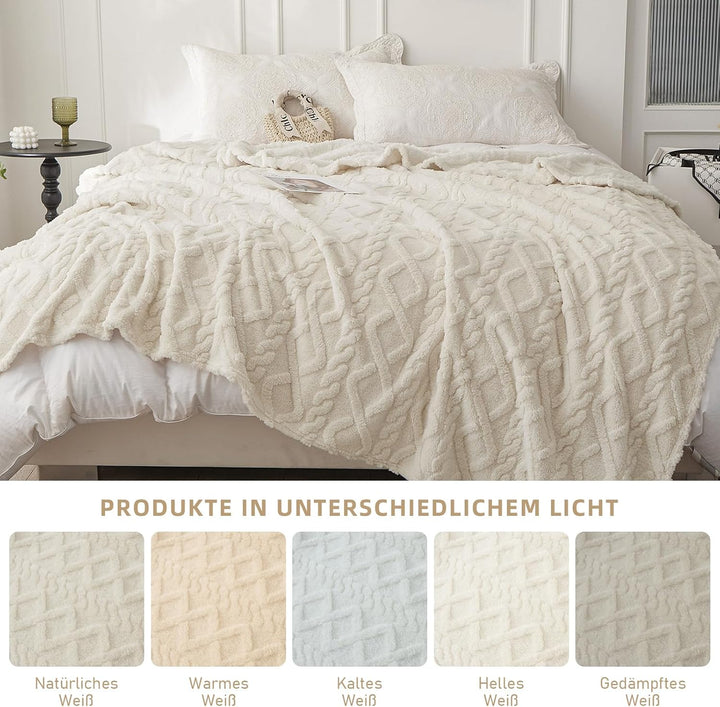 WONGS BEDDING Kuscheldecke 150x200 Wohndecke Lammdecke Flauschige Weiche Sofadecke Fleecedecke Couch