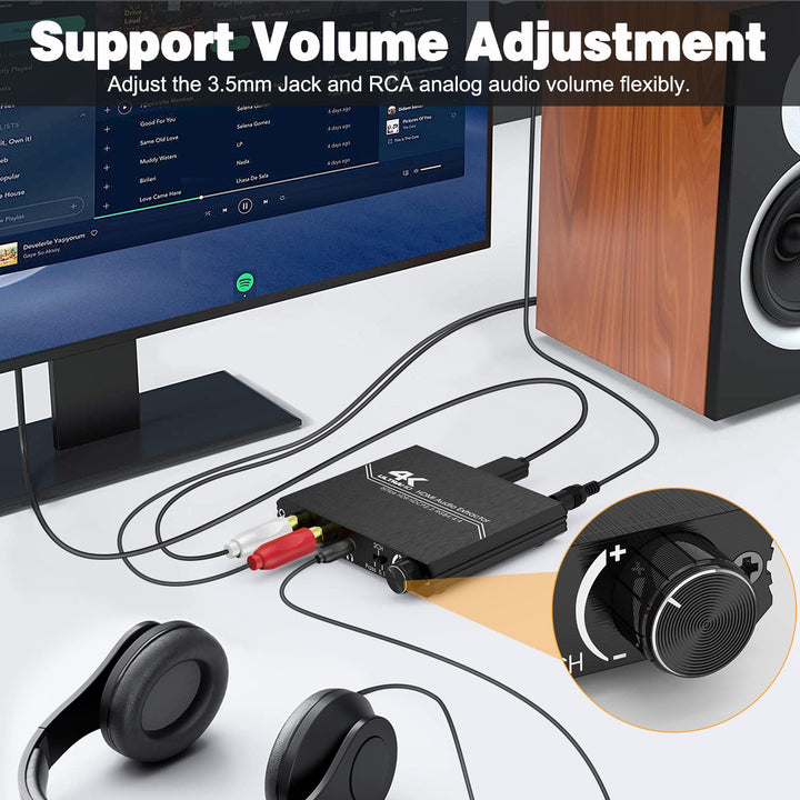 HDMI 2.0 Audio Extraktor - Tendak HDMI Audio Splitter 4K HDMI zu Optisch Spdif Toslink 3,5mm AUX Ste