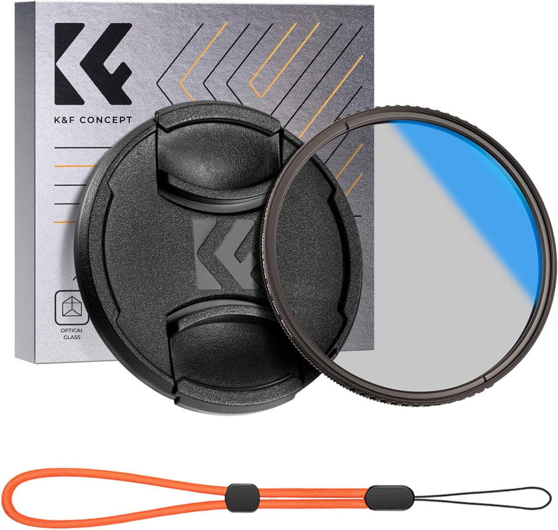 K&F Concept Zirkularer Polfilter 55mm Polarisationsfilter CPL Filter Cirkular mit Objektivdeckel, Ob