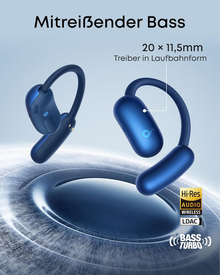 soundcore AeroFit 2 by Anker, Open-Ear Kopfhörer, KI-Übersetzung, anpassbare Ohrbügel, Fester Halt,