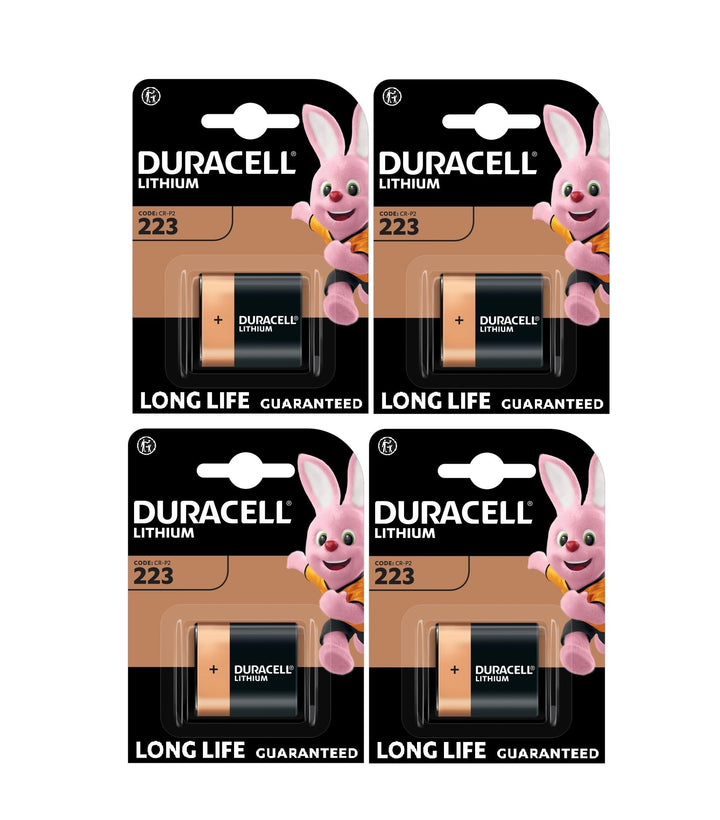 4 x Duracell 223 Lithium-Batterien (4 Blister à 1 Batterie), 4 Batterien (CR-P2)