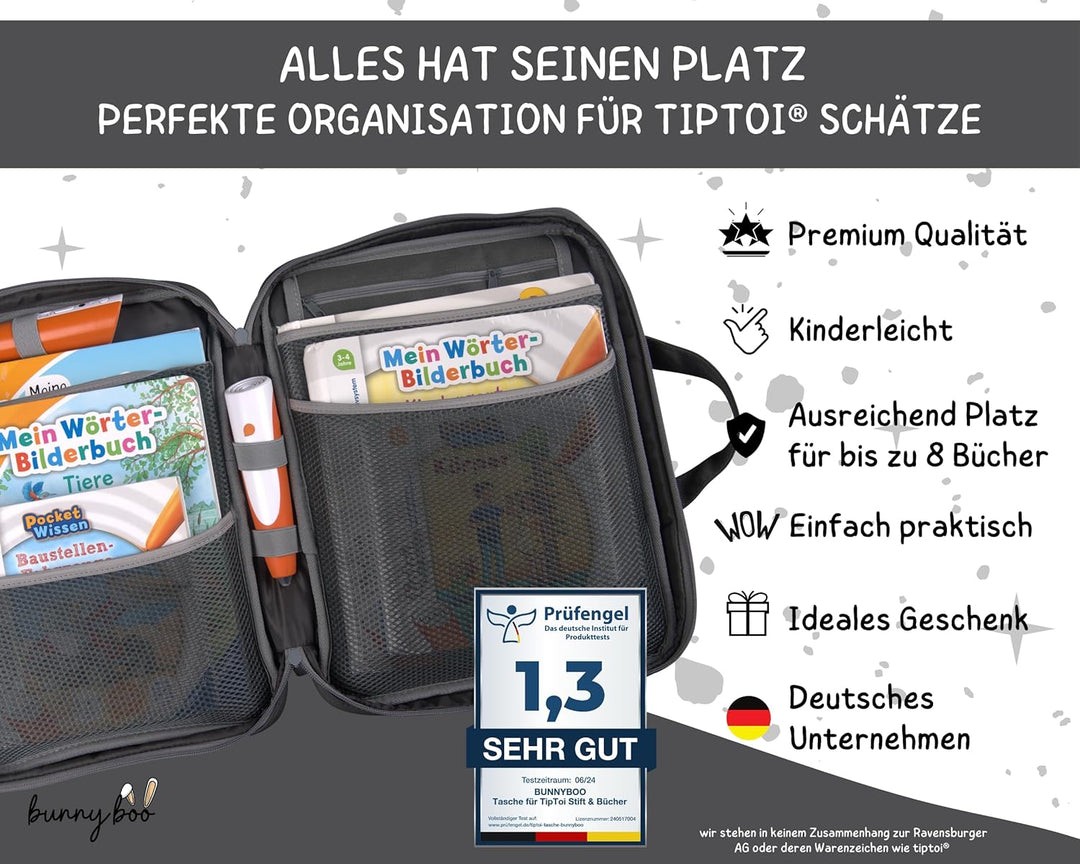bunnyboo Tasche für TipToi - Platz für bis zu 8 Bücher - TipToi Starterset mit Einsatz für Tiptoi St
