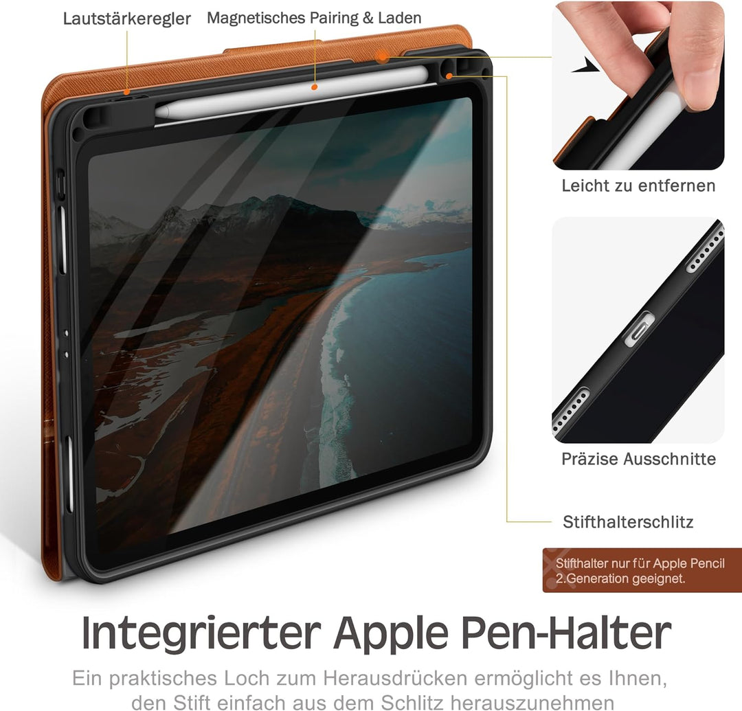 KingBlanc iPad Pro 11 Zoll Hülle 4. Generation (2022)/3./2./1. Gen (2021/2020/2018) mit Apple Pencil