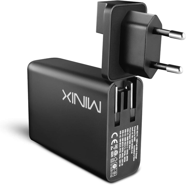 MINIX 100 W Turbo GaN Ladegerät mit 4 Anschlüssen, universelles Schnellladegerät 2 x USB-C Power Del