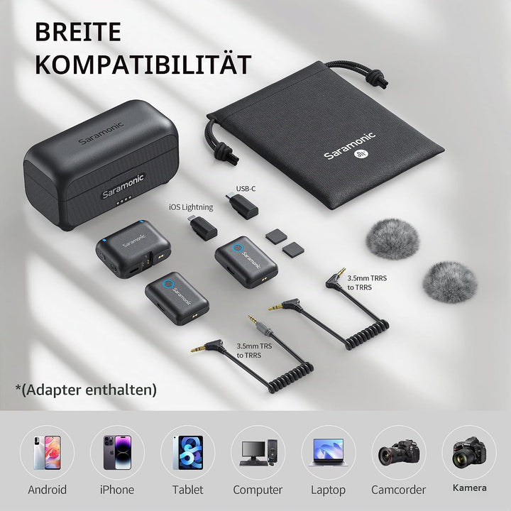 Saramonic Blink500B2+ Lavalier Mikrofon Kabellos, Lavalier Funkmikrofon Handy für iPhone 15 Android
