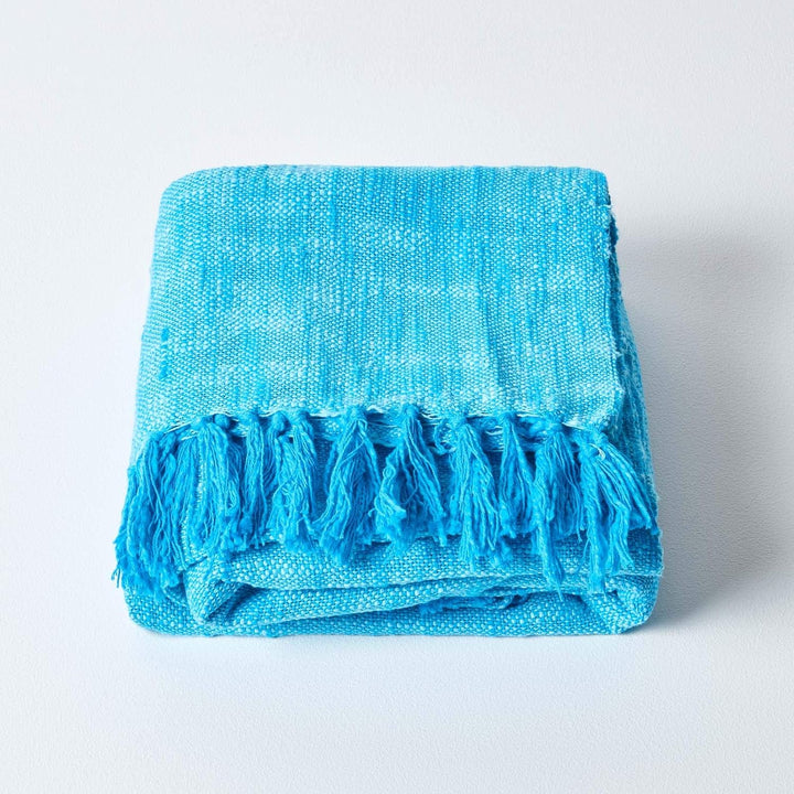 Homescapes extra grosse Tagesdecke Nirvana, blau, Wohndecke/Sofaüberwurf aus 100% Baumwolle, 225 x 3
