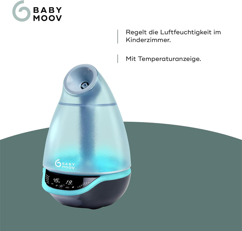 Babymoov Hygro Plus Digitaler Luftbefeuchter mit Nachtlicht (7 Farben), automatischer Feuchtigkeitsr