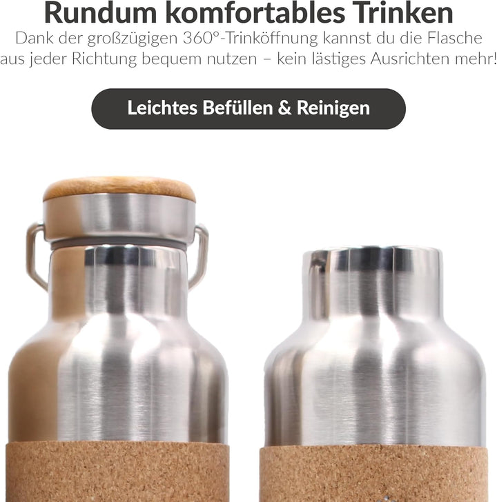 Salty Mind nachhaltige, isolierte Edelstahl Trinkflasche [750ml] - klimaneutral - Thermo Wasserflasc