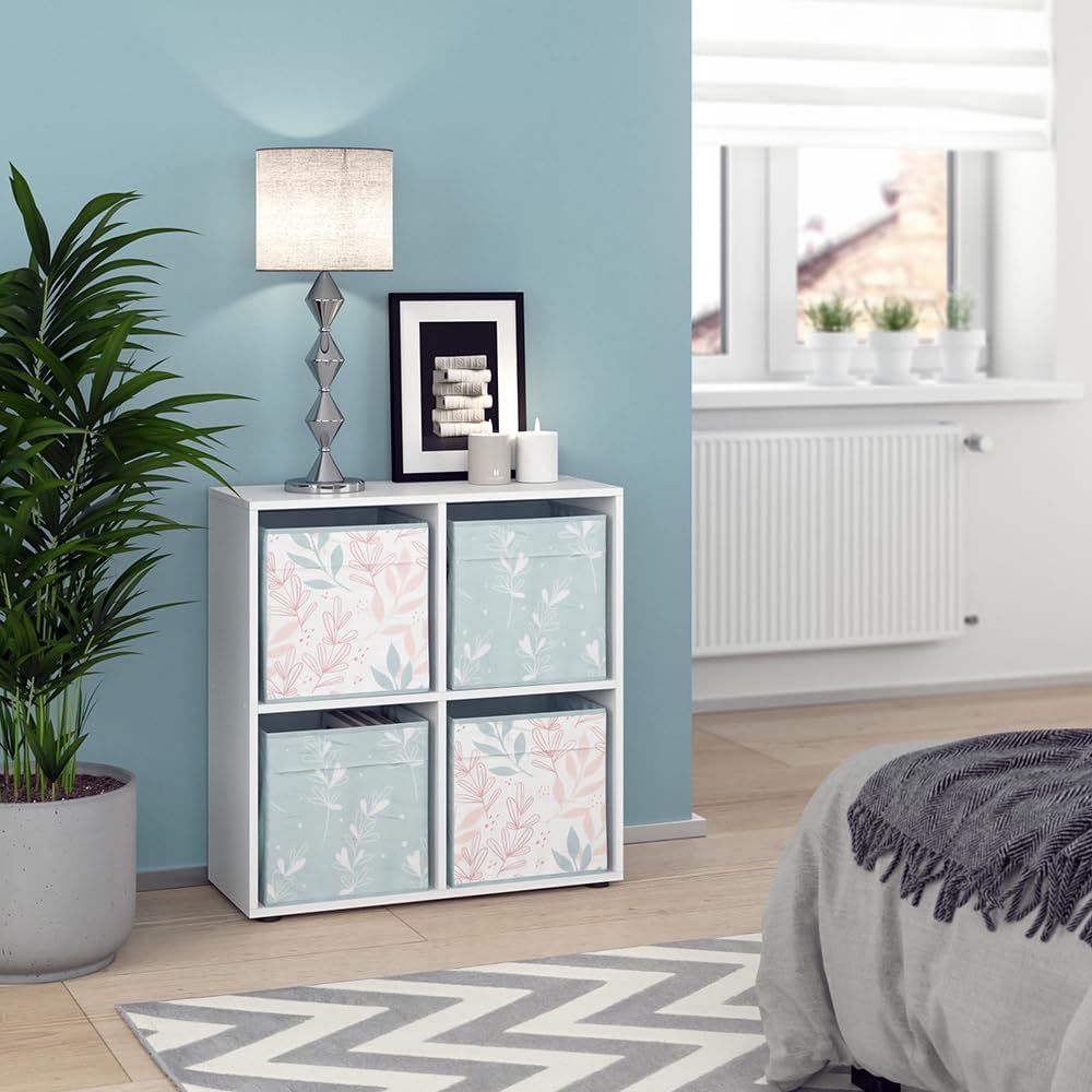 Vicco Raumteiler Tetra, Weiss, 72 x 72.6 cm mit 4 Faltboxen Opt.1 Raumteiler 73x72 cm mit Faltbox Fl