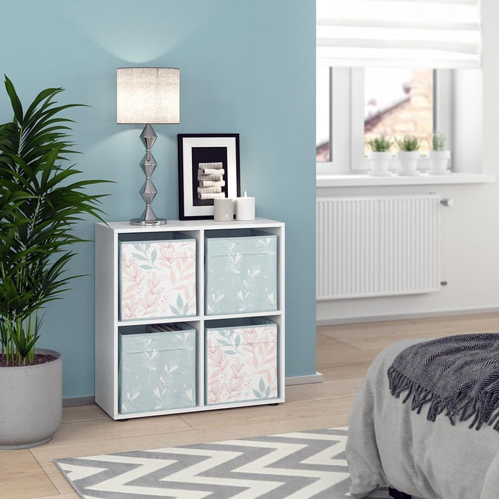 Vicco Raumteiler Tetra, Weiss, 72 x 72.6 cm mit 4 Faltboxen Opt.1 Raumteiler 73x72 cm mit Faltbox Fl