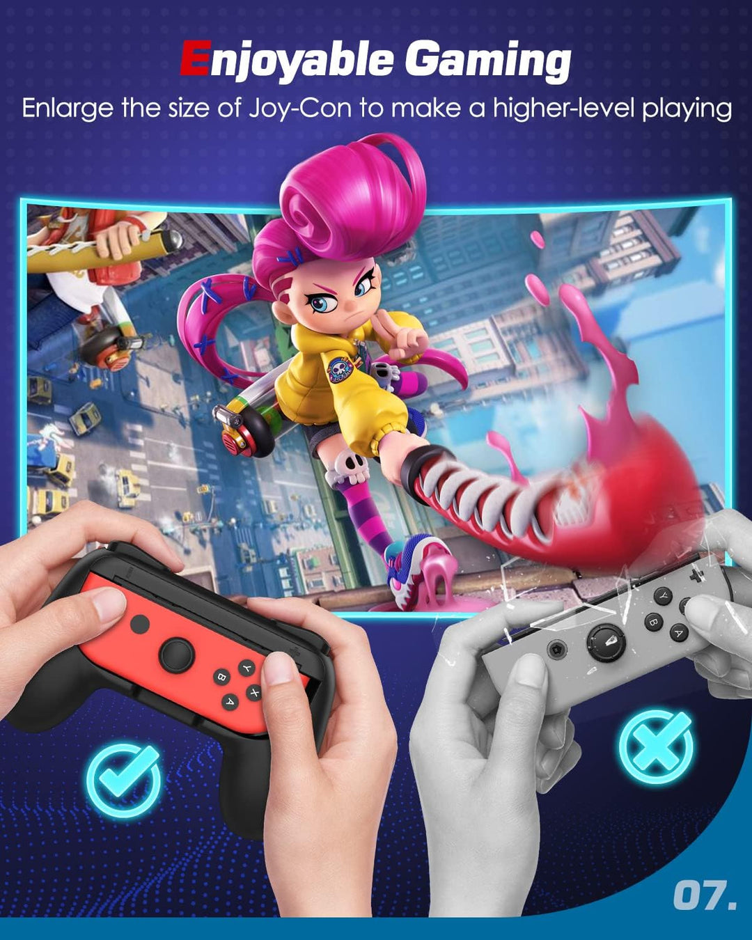 MoKo Switch Joy Con Grip Kompatibel mit Nintendo Switch/Switch OLED Modell, [2 Stück] Griff Halterun