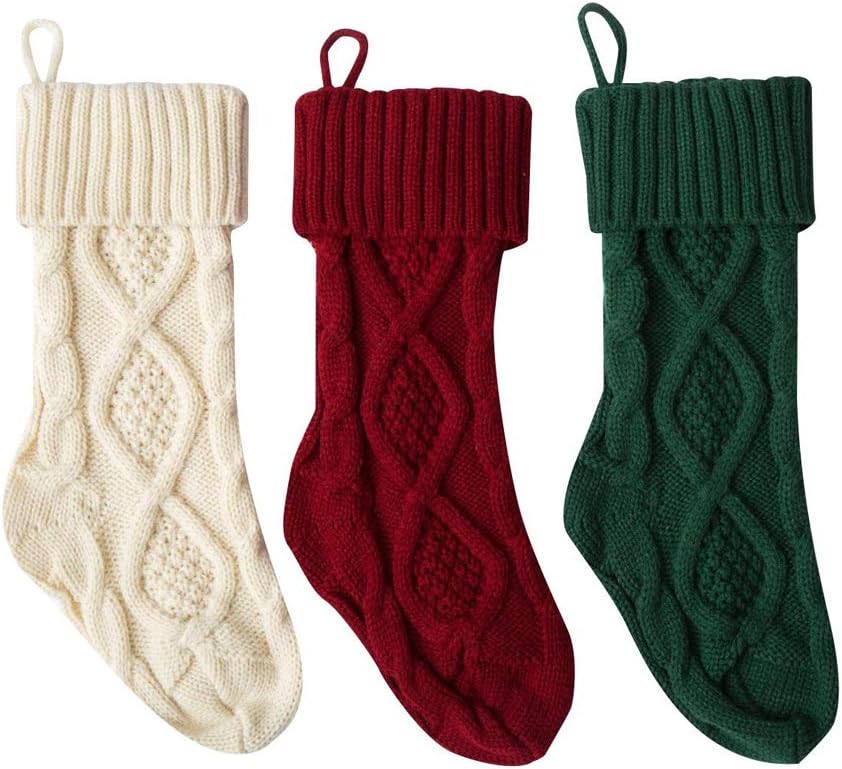 Weihnachtssocken Deko Weihnachten Strumpf Weihnachtssocke Kabel Gestrickt Strumpf Burgund Stricken G