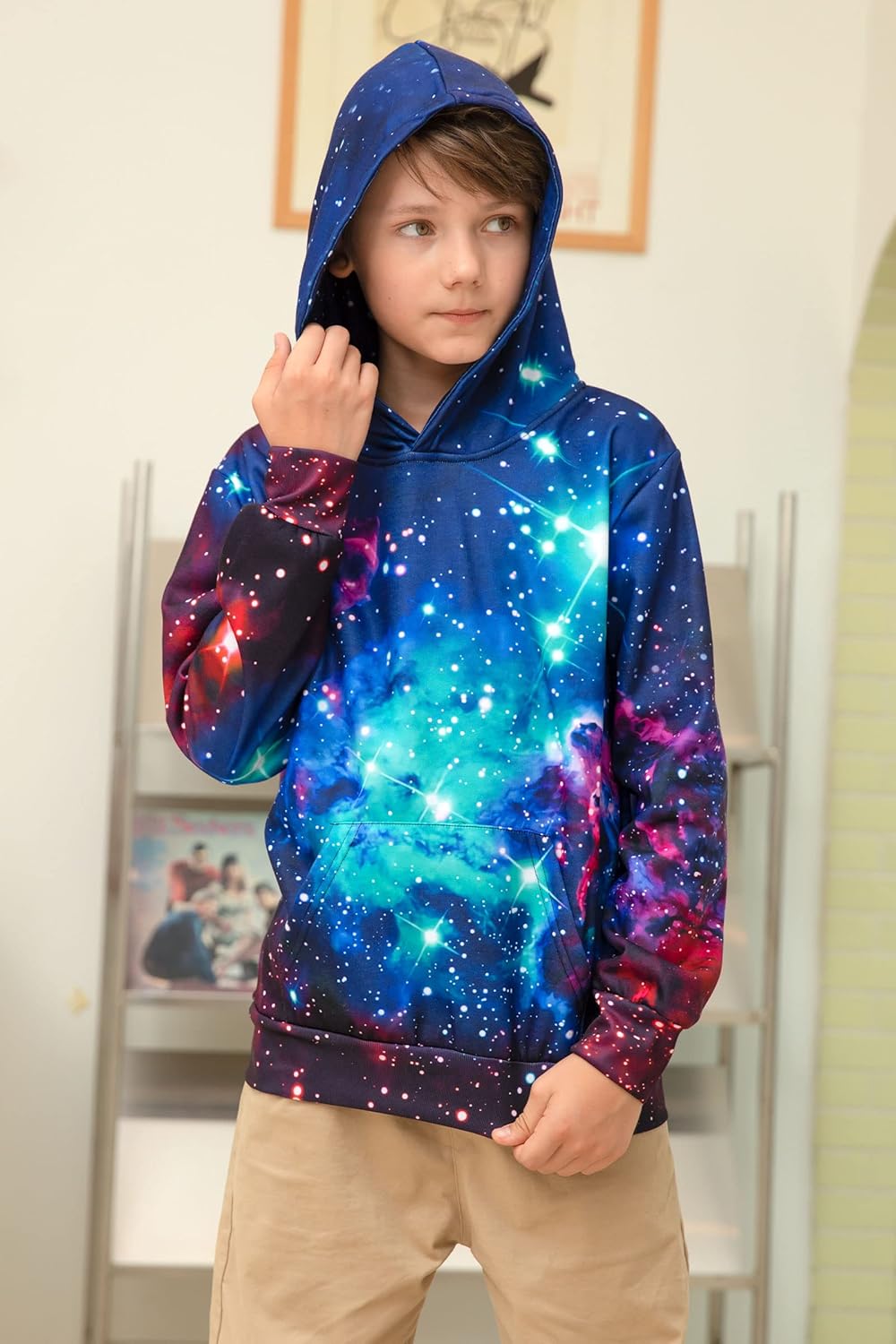 Fanient Pullover Jungen Mädchen 3D Print Fleece Hoodie Kinder Hooded Sweatshirt with Kangaroo Pocket