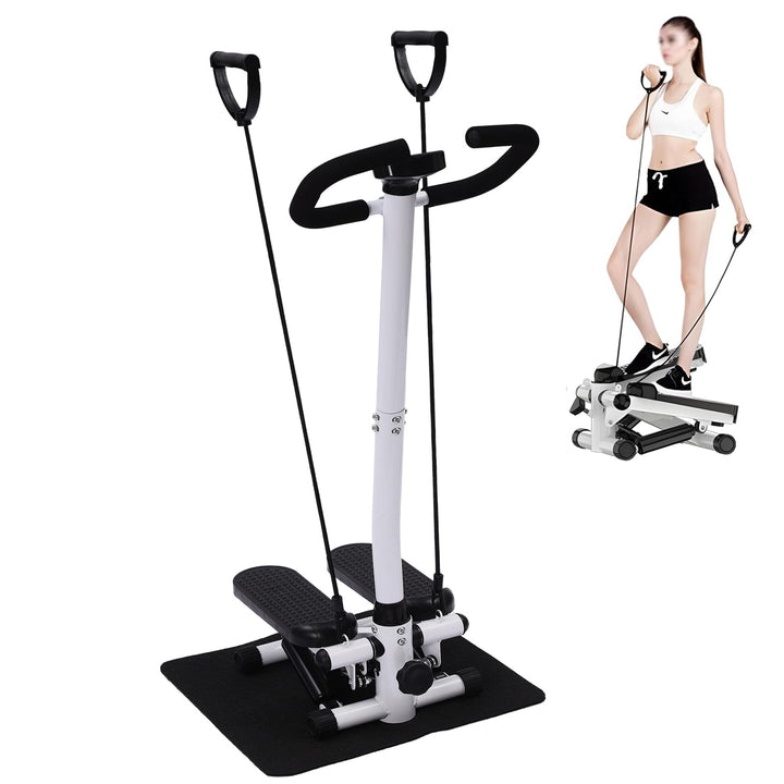 2 in 1 Swing Side Stepper mit LCD-Schirm und Handgriff, 150kg Up-Down Swing Stepper Bein Arm Trainer